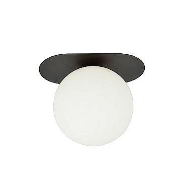Plafoniera Minimal 1 Luce Teia In Acciaio Nero E Sfera Vetro Opale Plafoniera Minimal 1 Luce Teia In Acciaio Nero E Sfera Vetro Opale