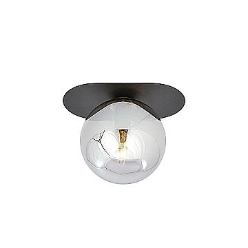 Plafoniera Minimal 1 Luce Teia In Acciaio Nero E Sfera Vetro Fumè Plafoniera Minimal 1 Luce Teia In Acciaio Nero E Sfera Vetro Fumè