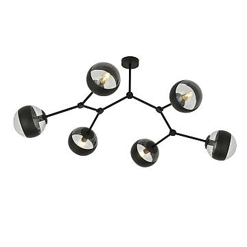 Plafoniera Minimal Iperione Acciaio Nero 6 Luci E14 Ip20