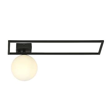 Plafoniera Moderna 1 Luce Perseo 1130/1B Acciaio Nero Vetro Opale Plafoniera Moderna 1 Luce Perseo 1130/1B Acciaio Nero Vetro Opale