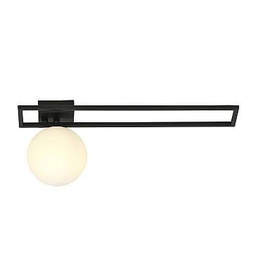 Plafoniera Moderna 1 Luce Perseo 1130/1C Acciaio Nero Vetro Opale Plafoniera Moderna 1 Luce Perseo 1130/1C Acciaio Nero Vetro Opale
