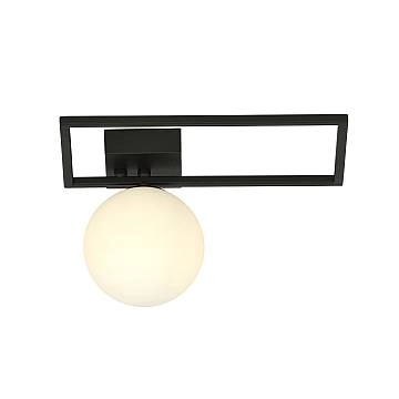 Plafoniera Moderna 1 Luce Perseo 1130/1D Acciaio Nero Vetro Opale Plafoniera Moderna 1 Luce Perseo 1130/1D Acciaio Nero Vetro Opale