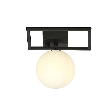 Plafoniera Moderna 1 Luce Perseo 1130/1E Acciaio Nero Vetro Opale Plafoniera Moderna 1 Luce Perseo 1130/1E Acciaio Nero Vetro Opale