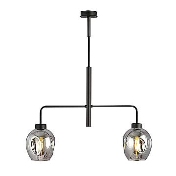 Lampadario Moderno 2 Luci Auriga In Accaio Nero E Vetro Fumè