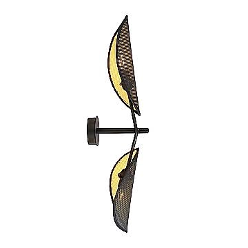 Applique 2 Luci Eridano A Braccio In Acciao Nero E Oro