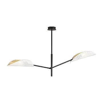 Lampadario 2 Luci Eridano In Acciao Nero E Bianco Oro Con Bracci Mobili