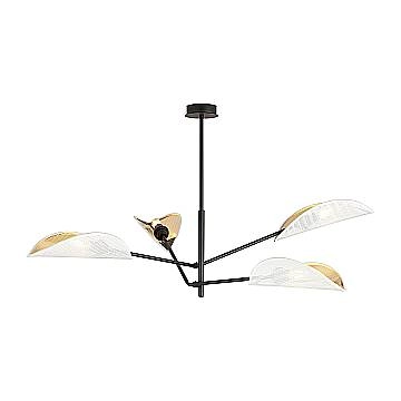 Lampadario 4 Luci Eridano In Acciao Nero E Bianco Oro Con Bracci Mobili