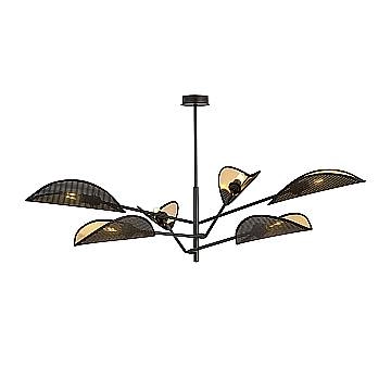 Lampadario 6 Luci Eridano In Acciao Nero E Oro Con Bracci Mobili
