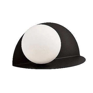 Applique 1 Luce Indiretta Agni Con Base In Acciaio Nero E Vetro Opale