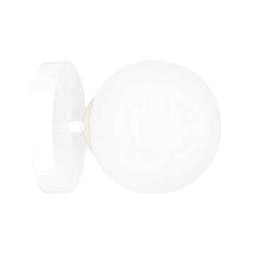 Applique A 1 Luce Vishnu In Acciaio Bianco E Sfera In Vetro Bianco E Oro