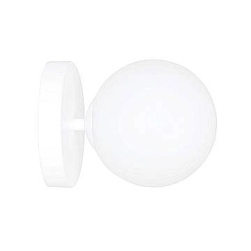 Applique A 1 Luce Hallador In Acciaio Bianco E Sfera In Vetro Opalino