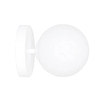 Applique 1 Luce Rama In Acciaio Bianco A Bracci E Sfera In Vetro Opalino
