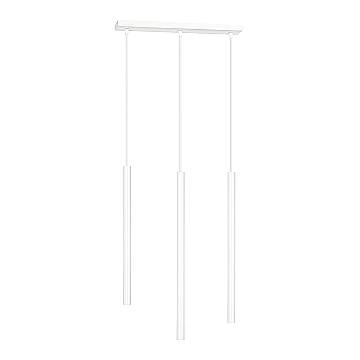 Lampadario 3 Luci Moderno Shu Acciaio Bianco E Paralumi A Cilindri Sottili