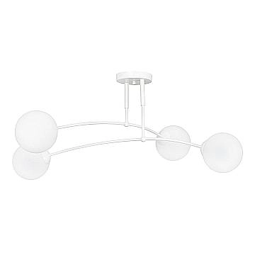 Plafoniera Moderna 4 Luci Susanoo In Acciaio Bianco E Vetri A Sfera In Bianco