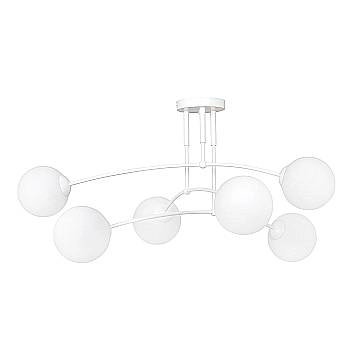 Plafoniera Moderna 6 Luci Susanoo In Acciaio Bianco E Vetri A Sfera In Bianco
