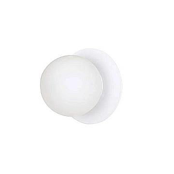 Applique 1 Luce Inari In Acciaio Bianco E Sfera In Vetro Opalino