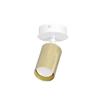 Faretto Spot Moderno Regolabile 1 Luce Guanyin A Cilindro In Acciaio Bianco E Oro
