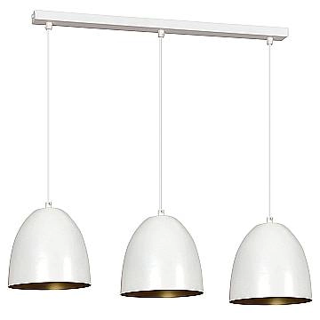 Lampadario 3 Luci Reartù In Acciaio Bianco Con Cupole In Nero E Oro
