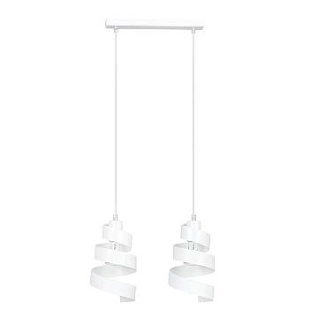 Lampadario Moderno 2 Luci Tristano In Acciaio Bianco Con Fasce A Spirale