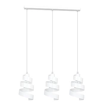 Lampadario Moderno 3 Luci Tristano In Acciaio Bianco Con Fasce A Spirale