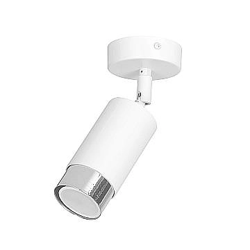 Faretto Orientabile 1 Luce Ragnar A Cilindro In Acciaio Bianco E Cromo