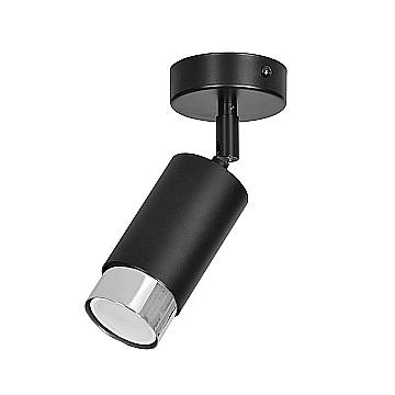 Faretto Orientabile 1 Luce Ragnar A Cilindro In Acciaio Nero E Cromo