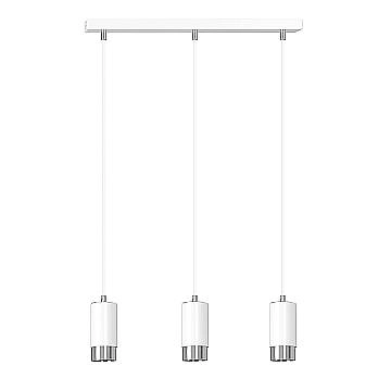 Lampadario 3 Luci Ivar Con Cilindri In Acciaio Bianco E Cromo