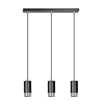Lampadario 3 Luci Ivar Con Cilindri In Acciaio Nero E Cromo