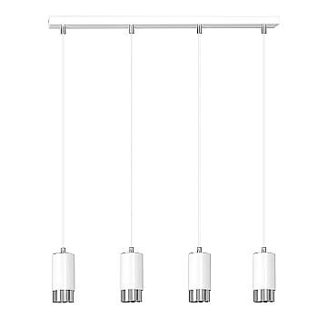 Lampadario 4 Luci Ivar Con Cilindri In Acciaio Bianco E Cromo