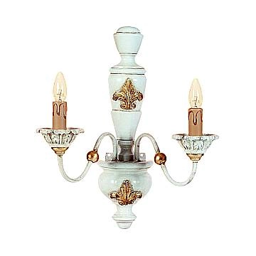 Applique In Legno Classico Avorio Oro 2 Luci Cigno