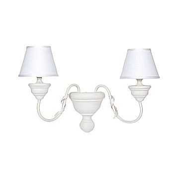 Applique In Legno Classico Crema Sbiancato Con Paralume 2 Luci Smergo