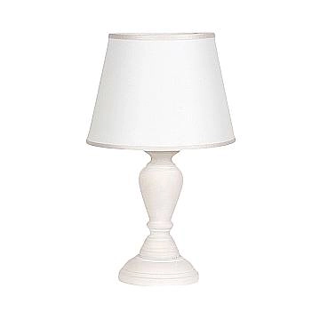 Lumetto In Legno Classico Crema Sbiancato Con Paralume 1 Luce Smergo