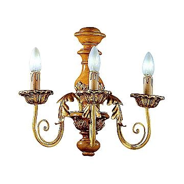 Applique In Legno Classico Giallo Senape Oro Verde Avorio 3 Luci Gabbiano