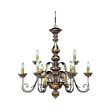 Lampadario In Legno Classico Argento Mecca 9 Luci Gabbiano