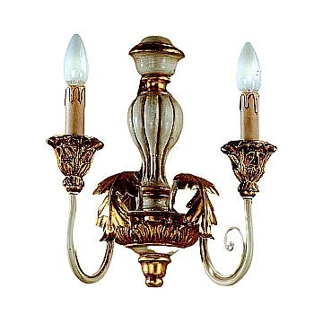 Applique In Legno Classico Avorio Oro 2 Luci Tuffolo