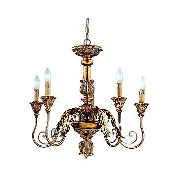 Lampadario In Legno Classico Avorio Oro 5 Luci Tuffolo