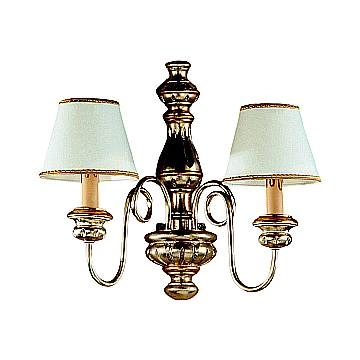 Applique In Legno Classico Argento Mecca Con Paralume 2 Luci Cicogna