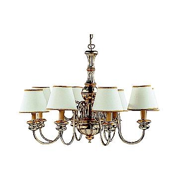 Lampadario In Legno Classico Argento Mecca Con Paralume 8 Luci Cicogna