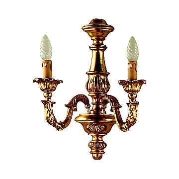 Applique In Legno Classico Oro 2 Luci Cavaliere