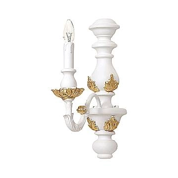 Applique In Legno Classico Bianco Oro Naturale 1 Luce Fenicottero