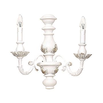 Applique In Legno Classico Bianco Opaco 2 Luci Fenicottero