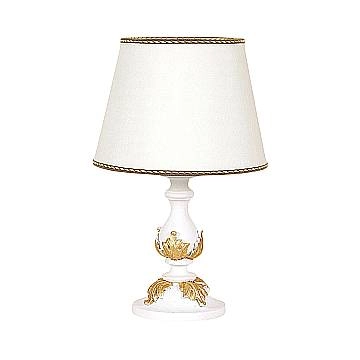 Lumetto In Legno Classico Bianco Oro Naturale Con Paralume 1 Luce Fenicottero