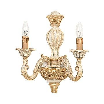 Applique In Legno Classico Crema Decapè Oro 2 Luci Avocetta