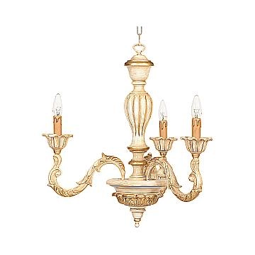 Lampadario In Legno Classico Crema Decapè 3 Luci Avocetta