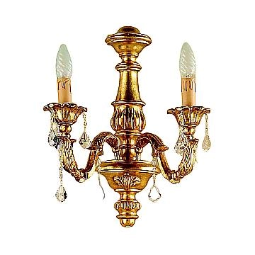 Applique In Legno Classico Oro 2 Luci Trampoliere