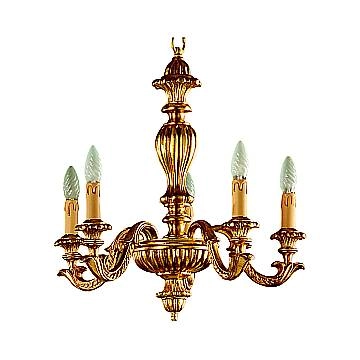 Lampadario In Legno Classico Oro 5 Luci Beccaccia