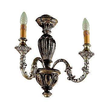 Applique In Legno Classico Marrone Argento Etrusco 2 Luci Piccione