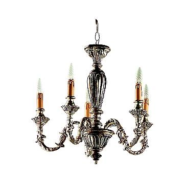 Lampadario In Legno Classico Marrone Argento Etrusco 5 Luci Piccione