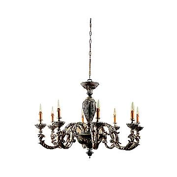 Lampadario In Legno Classico Marrone Argento Etrusco 8 Luci Piccione