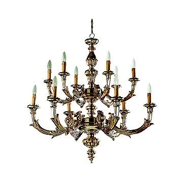 Lampadario In Legno Classico Argento Mecca 12 Luci Rondone